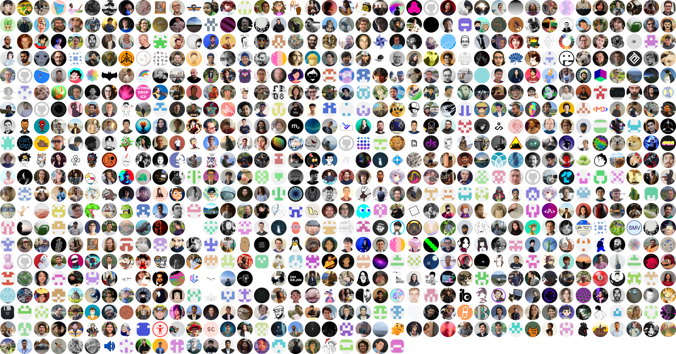 Grid of avatars representing contributors to the p5.js project