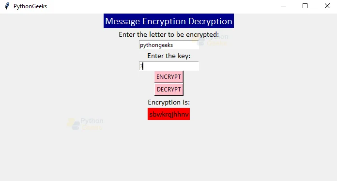 python message encryption decryption output