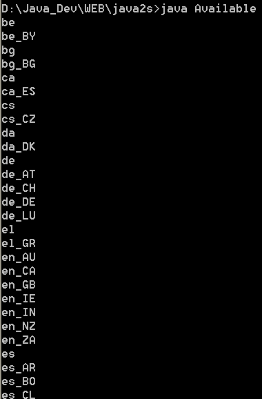SimpleDateFormat.getAvailableLocales